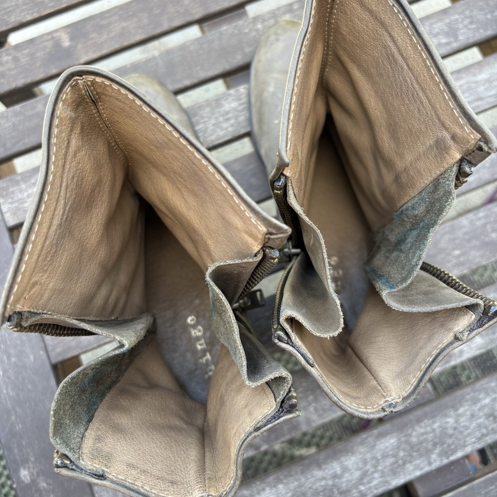 Hinge Womens ~9* Ankle Boots Moto Biker Grunge Distressed Leather Zip Up - Picture 11 of 16